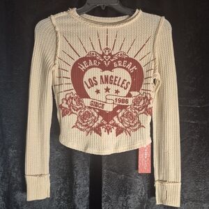 SHEIN Cream Long Sleeve Graphic Tee